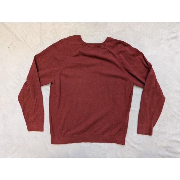 LL Bean Sweater Mens Size Large Long Sleeve V Neck Red Cotton Cashmere RARE - Picture 2 of 7